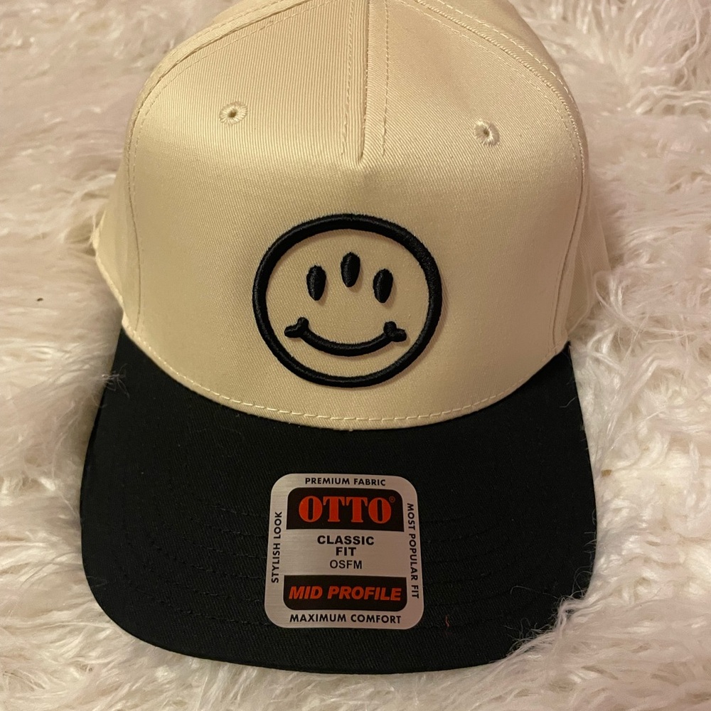OTTO Cream and Black Cap with Smiley Design